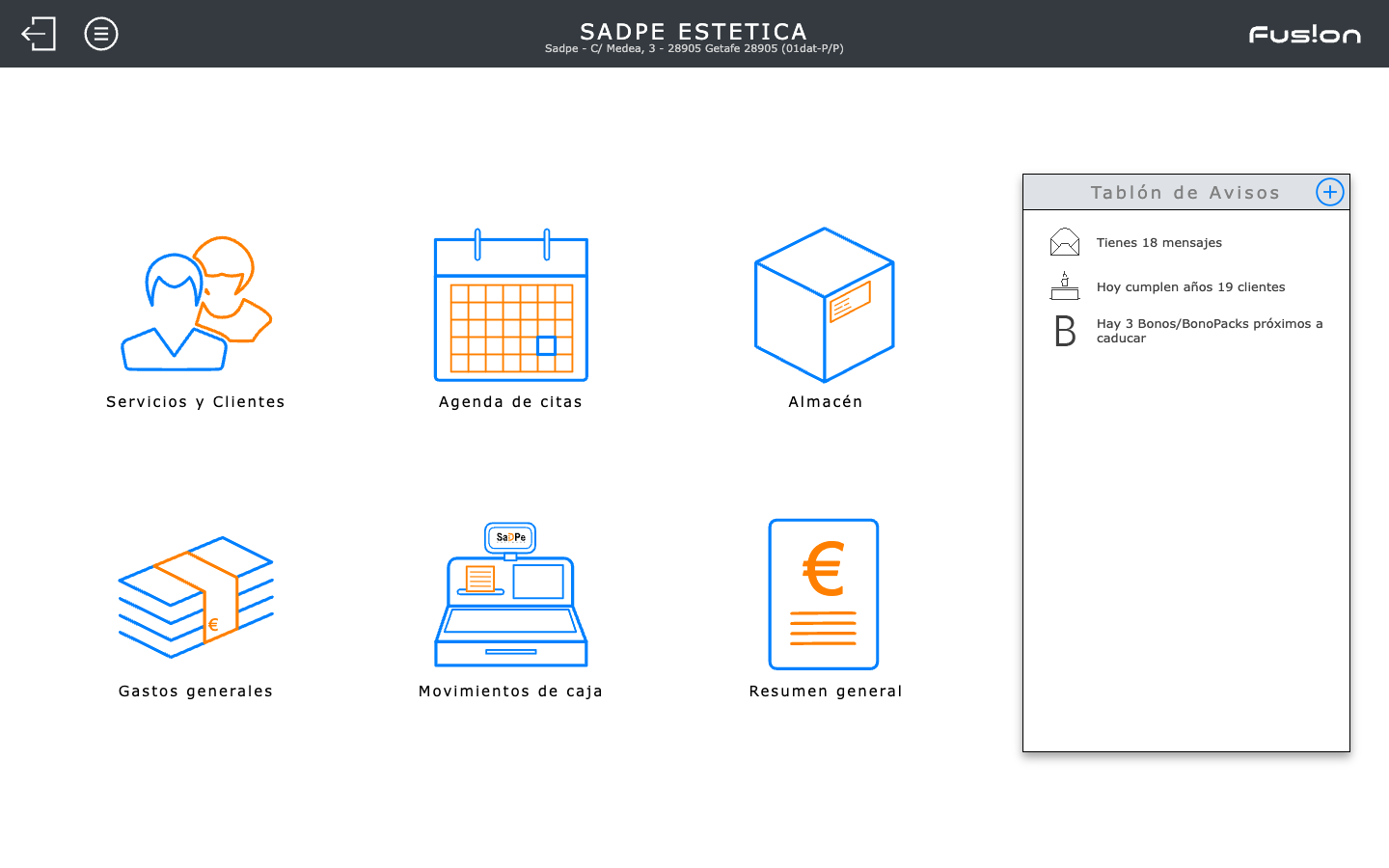 Écran principal et opérations multi-appareils de SaDPe Fusion